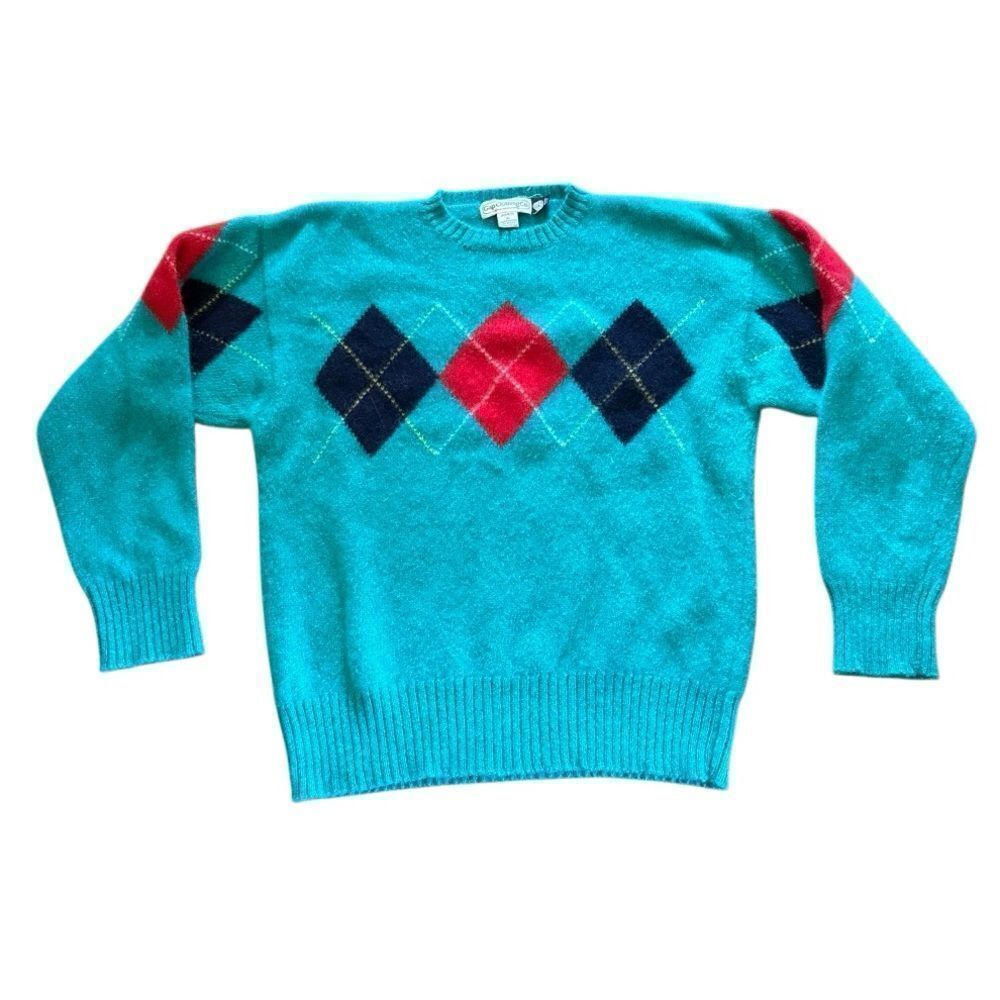 Vintage 1980s Gap Sweater Argyle 100% Wool XL